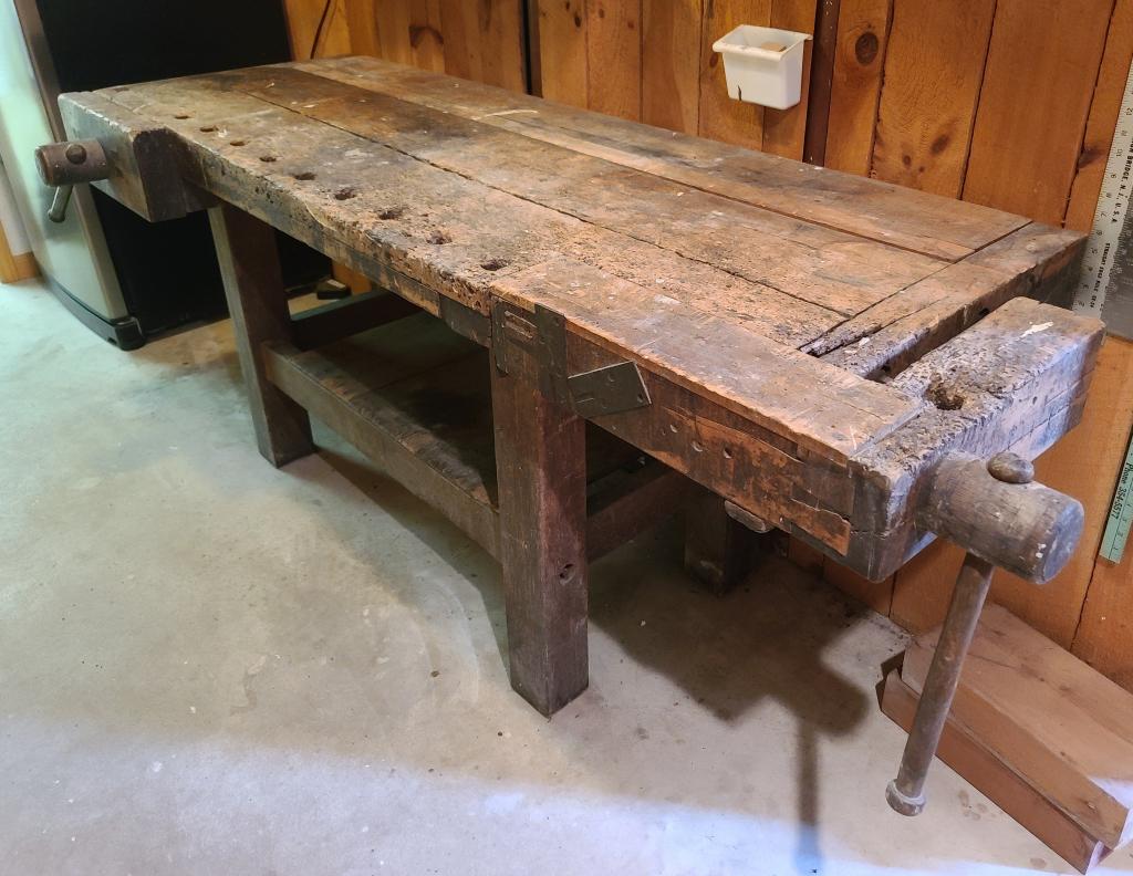 Antique Wooden Carpenters Workbench (1 of 12)
