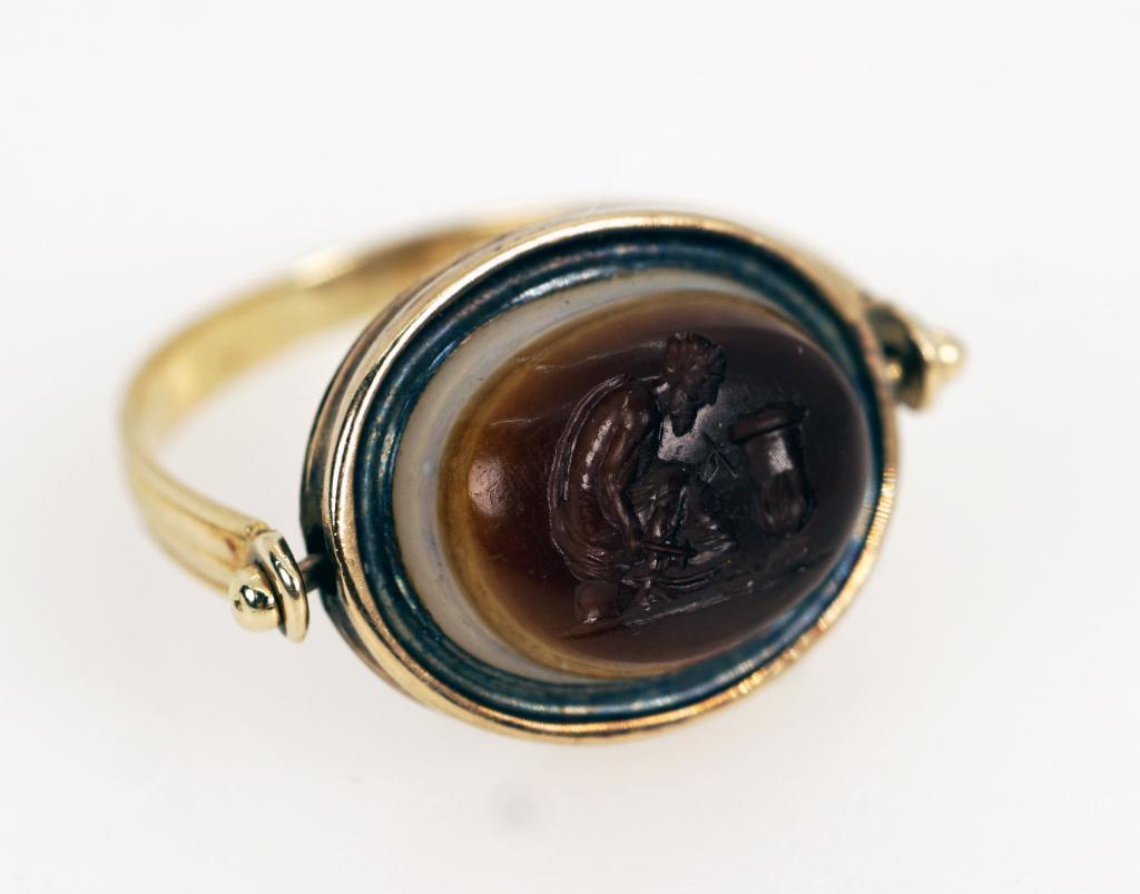 Antique 14K Yellow Gold & Carved Sardonyx Wax Seal Ring (1 of 9)