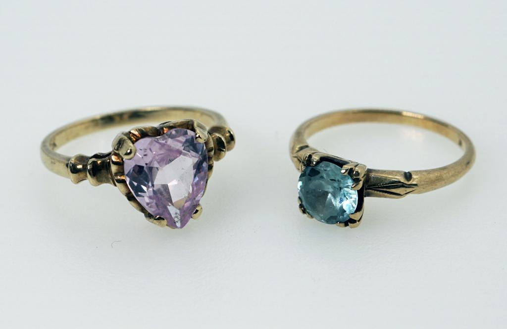 Pair of Antique 10K Yellow Gold & Gemstone Rings (1 of 10)