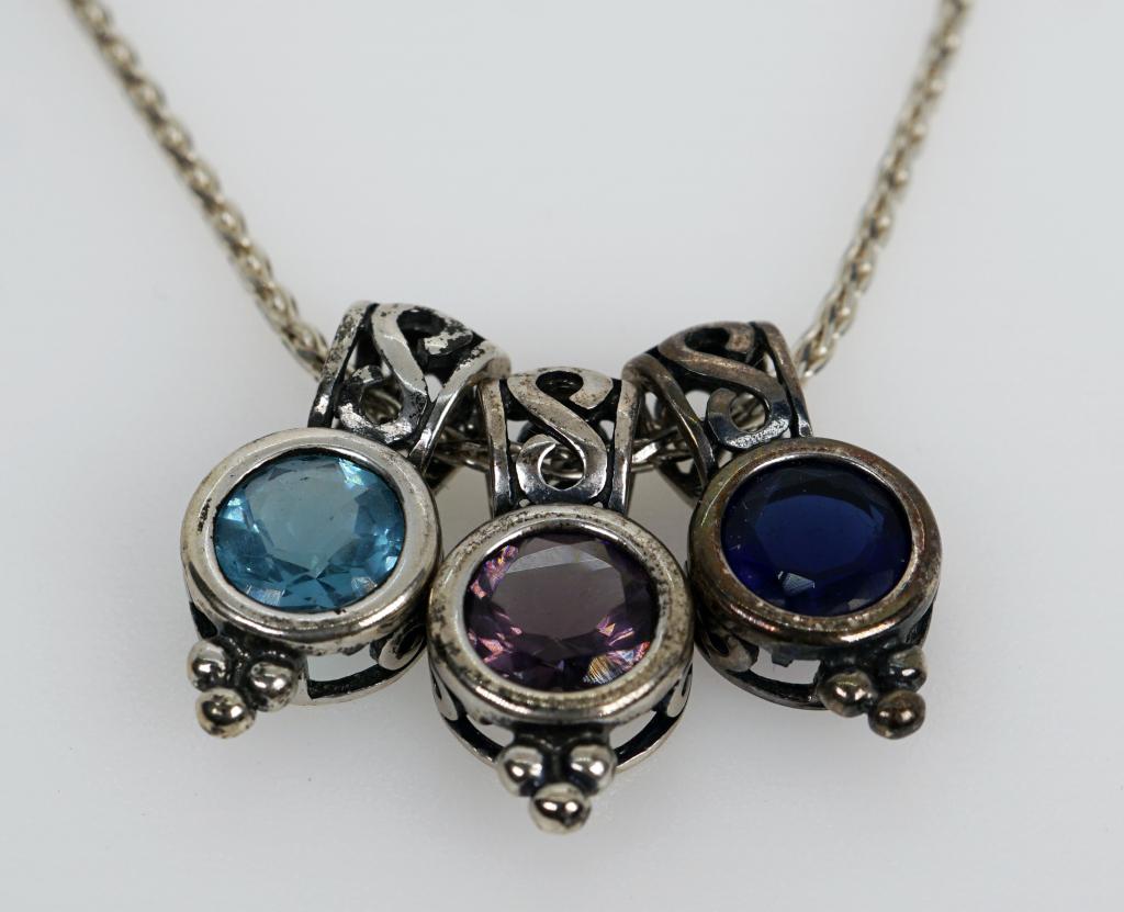 Signed "NV" Sterling Silver & Amethyst Necklace (1 of 5)