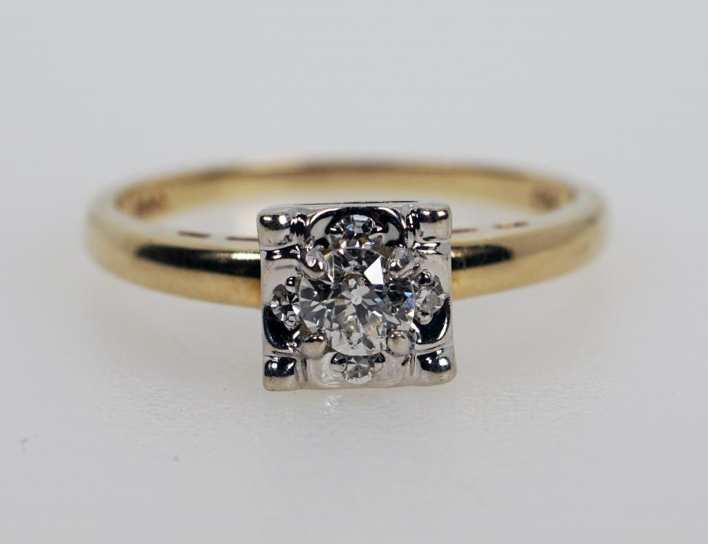 14K Two Tone Gold Diamond Engagement Ring .28 cts (1 of 8)