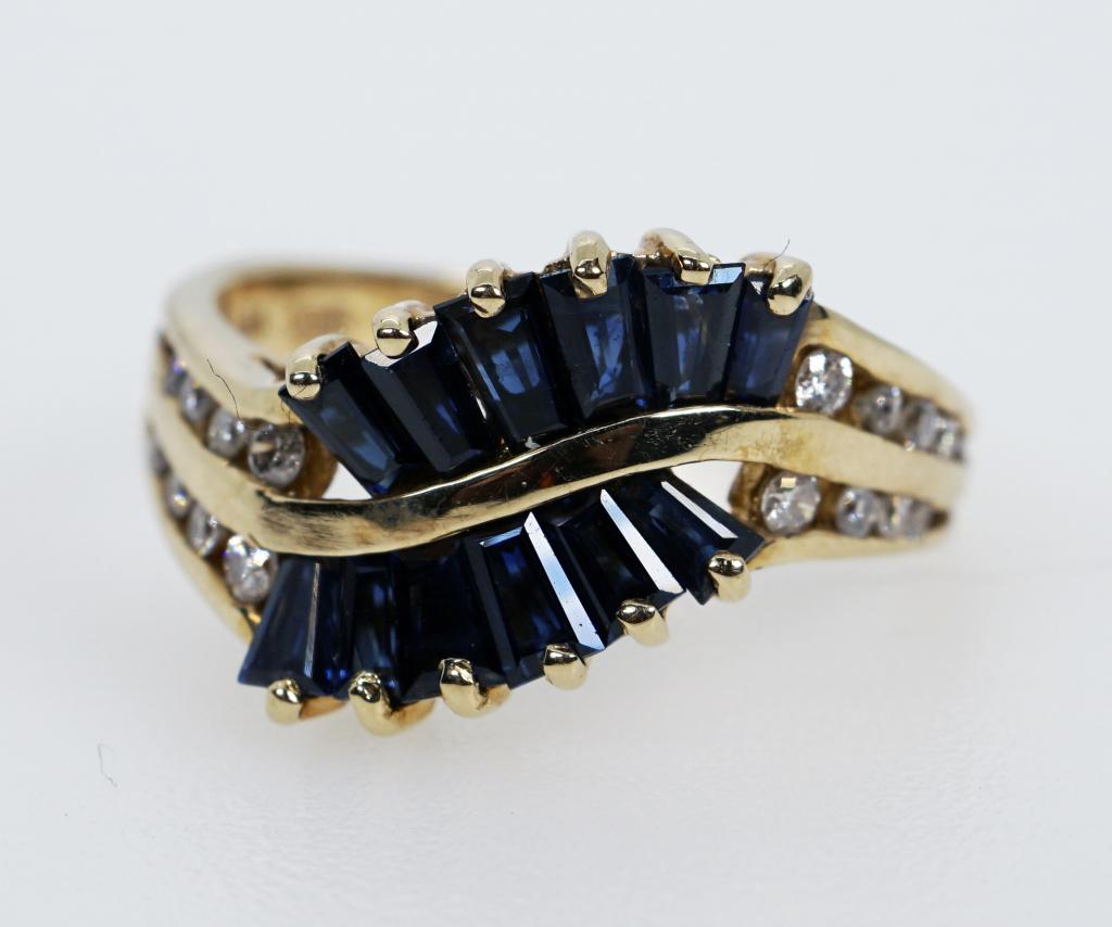 14K Yellow Gold Sapphire & Diamond Swirl Ring (1 of 8)