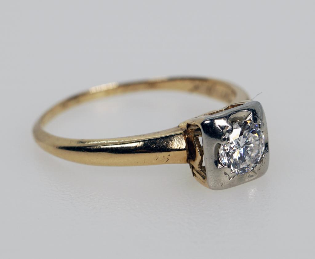 Antique 14k Gold & Palladium Diamond Ring - .33 cts (1 of 8)
