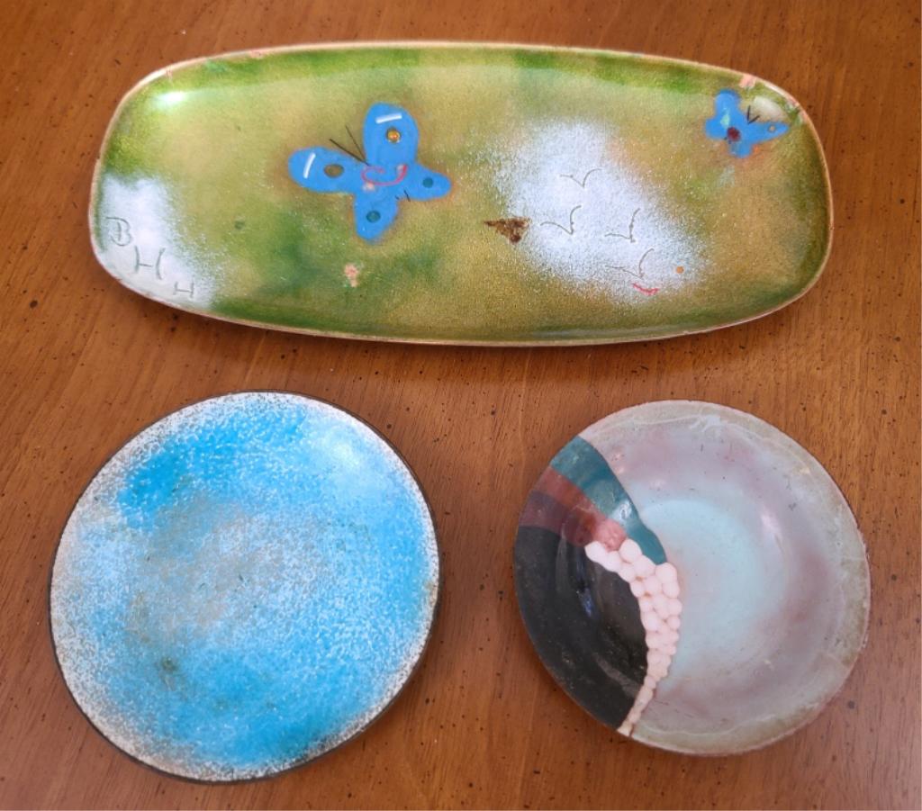 3pc Enameled Copper Small Plates (1 of 4)