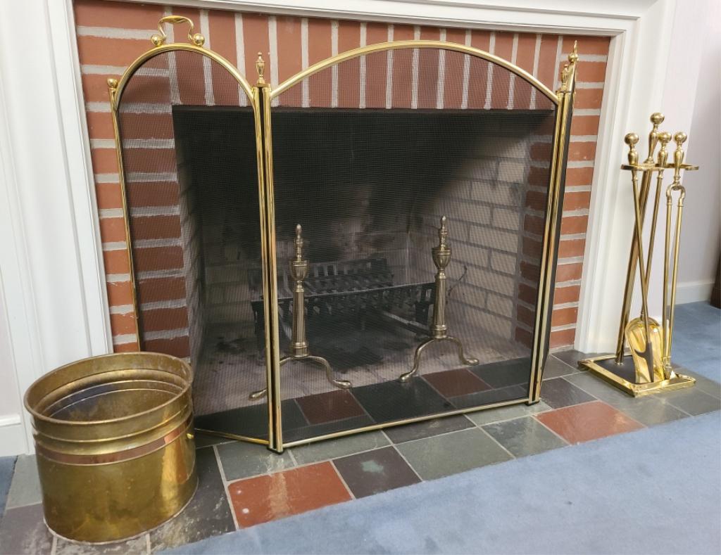 9pc Brass Fireplace Set (1 of 6)