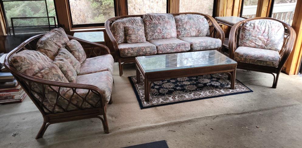 Mid-Century 6 Piece Bent Wood Outdoor Patio Set (1 of 17)