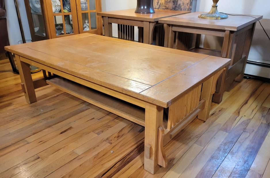 Bassett Arts & Crafts Style Living Room Table Set - As-Is (1 of 8)