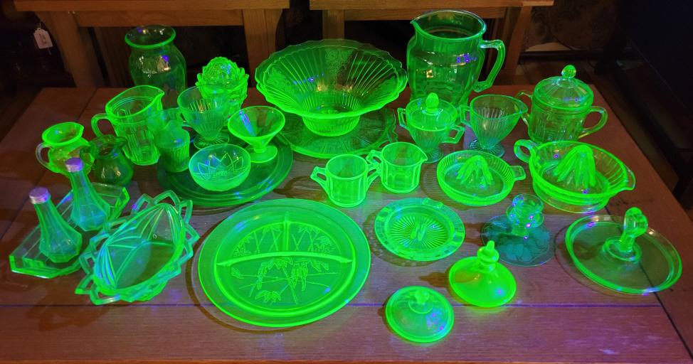 Massive Grouping of Green Depression Era Uranium Glassware (1 of 20)