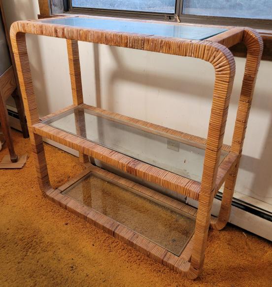 Vintage Rattan Plant Stand / Shelf (1 of 8)