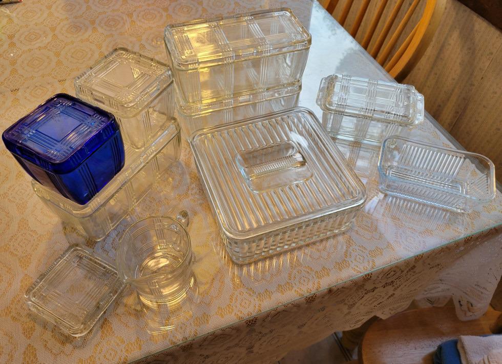 Clear Depression Glass Refrigerator Boxes - 9 Pieces (1 of 6)