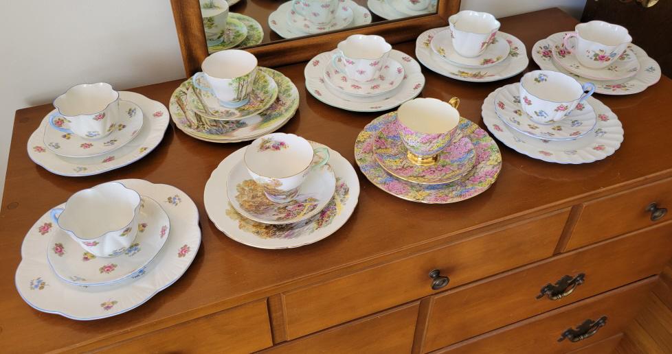 Lot of 9 Porcelain Tea Cups / Dessert Sets (1 of 10)