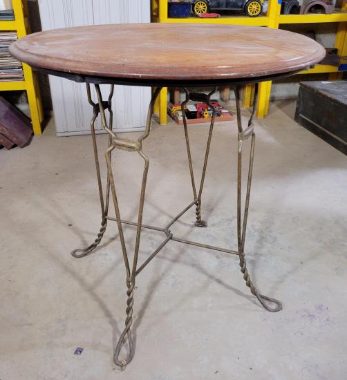 Vintage Wood Top Parlor Table (1 of 3)