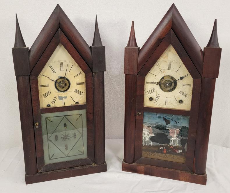 Pair of Early American Steeple Clocks (1 of 15)