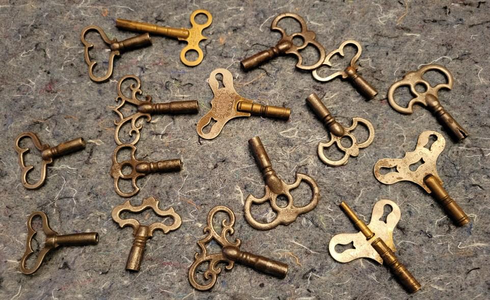 Grouping of Early Antique Clock Keys (1 of 4)