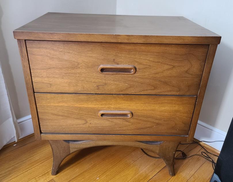 MCM Two Drawer Wooden Side Table (1 of 5)