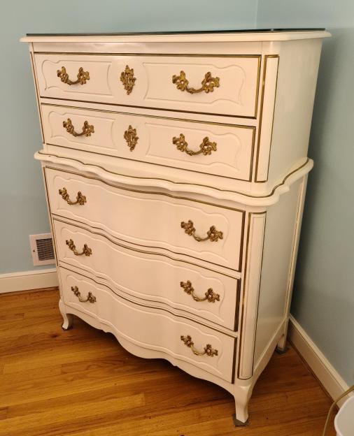 Kent Coffey White Painted Tall Boy Dresser (1 of 8)