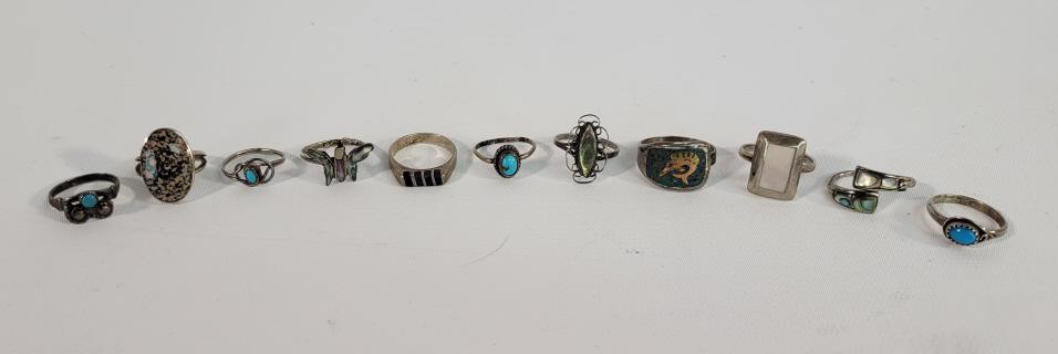 11pc. Mexican Silver Rings (1 of 14)