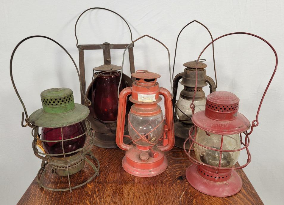 Lot of 5 Antique Railroad Lanterns - NY Central R.R. & More! (1 of 20)