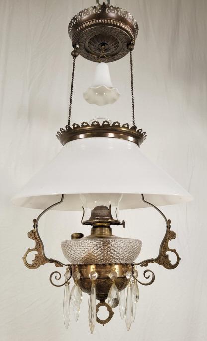 Victorian Hanging Brass Kerosene Parlor Lamp (1 of 10)