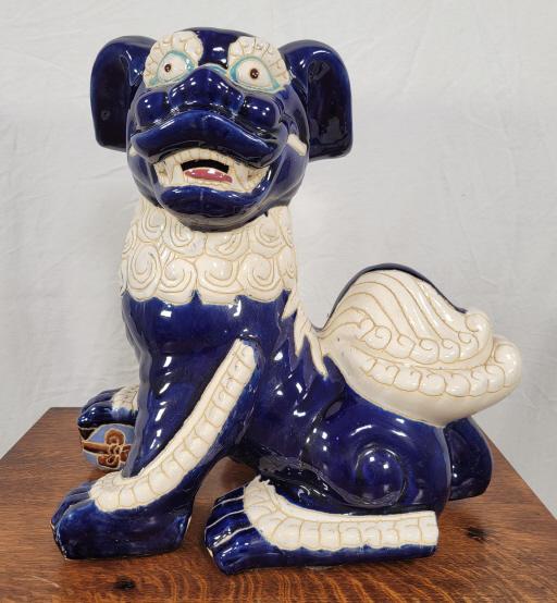 Large Blue Glazed Ceramic Foo Dog Figure (1 of 6)