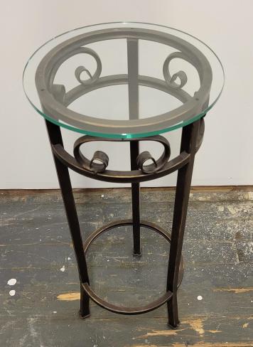 Round Metal & Glass Side Table (1 of 3)