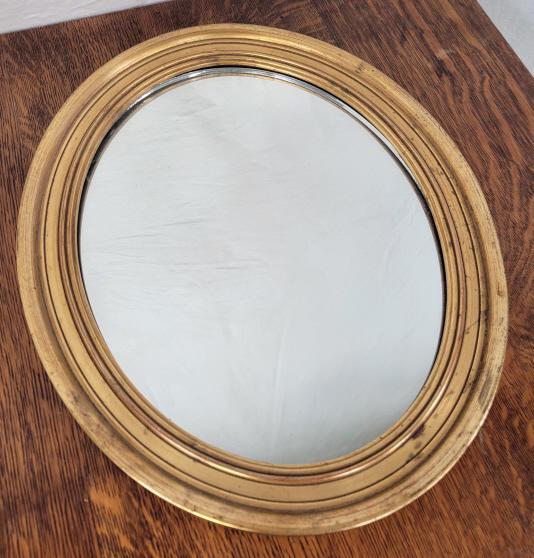 Antique Oval Gilt Wood Frame Wall Mirror (1 of 5)