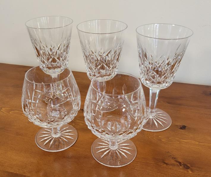 5pc Lot of Waterford Crystal Glasses - Lismore Pattern (1 of 6)