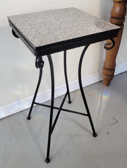 Small Metal Plant Stand Table w/ Marble Top (1 of 4)
