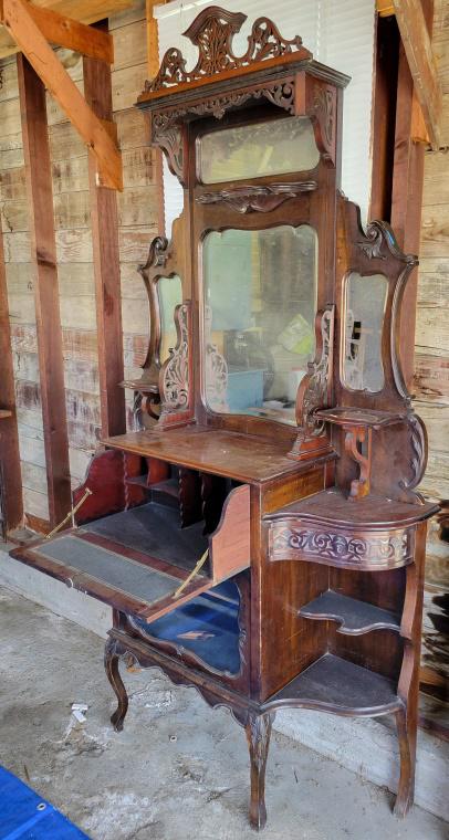 Antique Victorian Mahogany Etagere Desk / Cabinet (1 of 11)