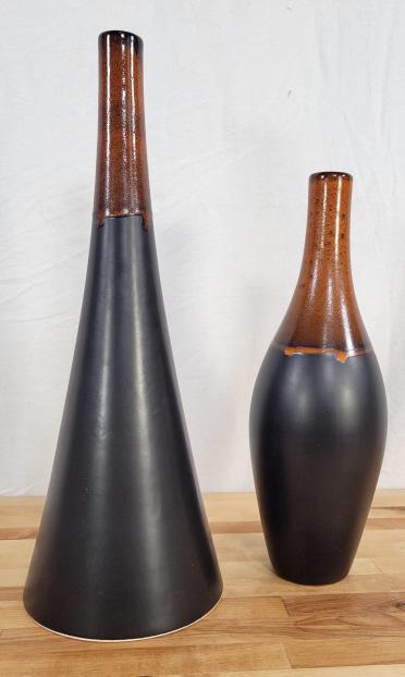 Pair of Red Drip Glazed Ceramic Vases (1 of 7)