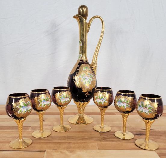 Bohemian Glass Moser Style Decanter Set (1 of 6)