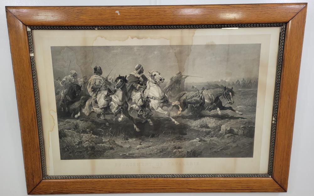 19th Century Framed Engraving - "Engagement De Cavalerie" (1 of 12)