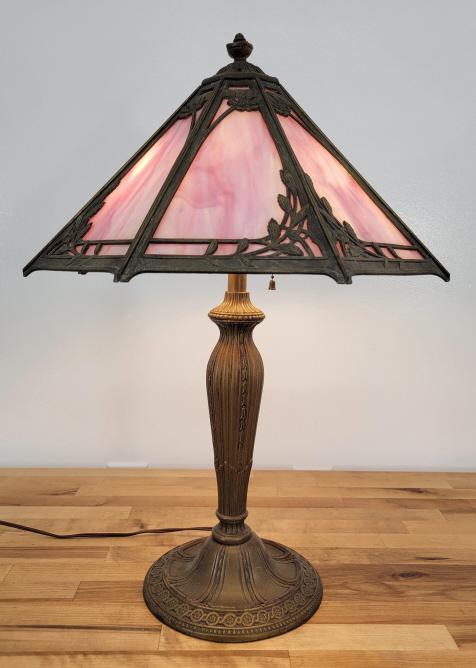 Victorian Slag Glass Table Lamp - Bradley & Hubbard (1 of 10)