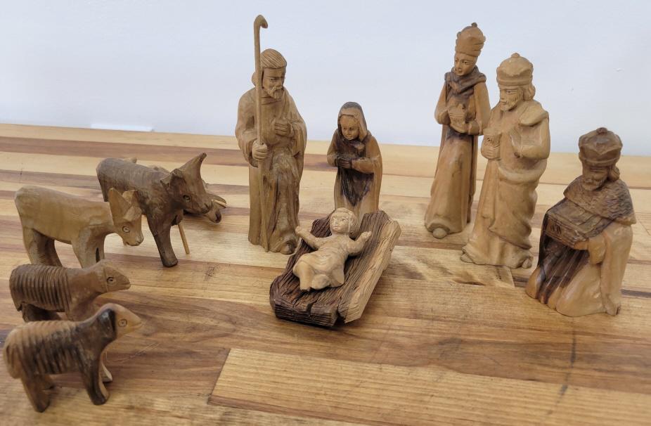 Early 20th C. Carved Olive Wood Nativity Set (1 of 8)