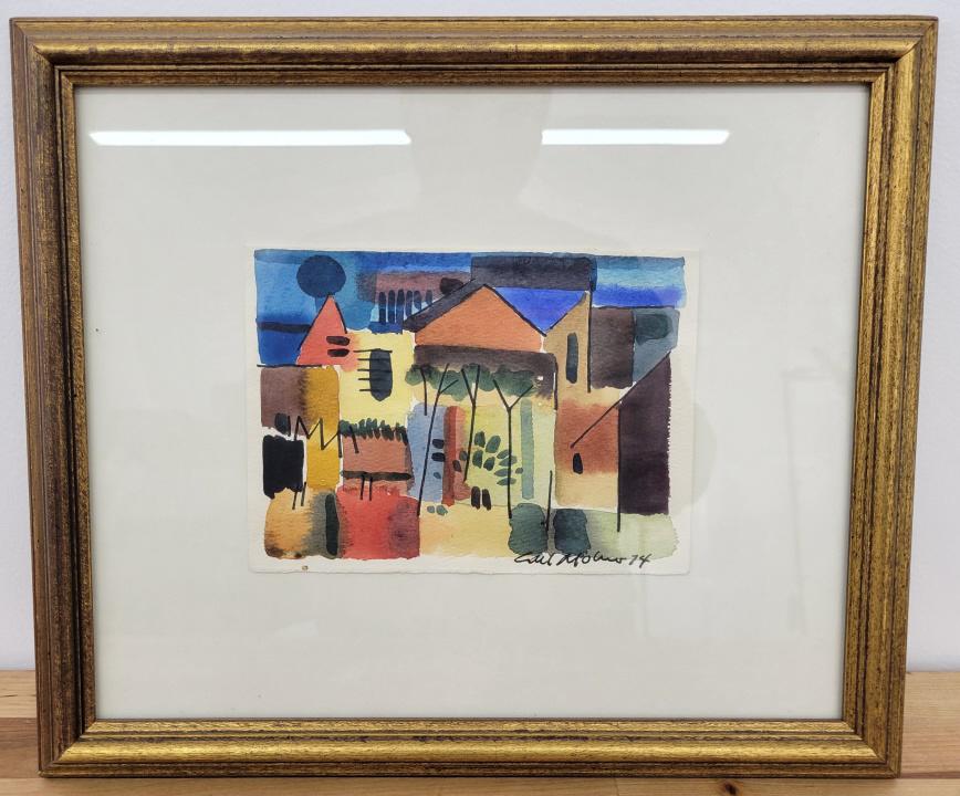 Carl Molno Original Watercolor Painting: Description: This lot includes an original watercolor painting by Carl Molno. Signed on lower right Condition: Minor surface wear associated with age and use, otherwise in overall good, used condition