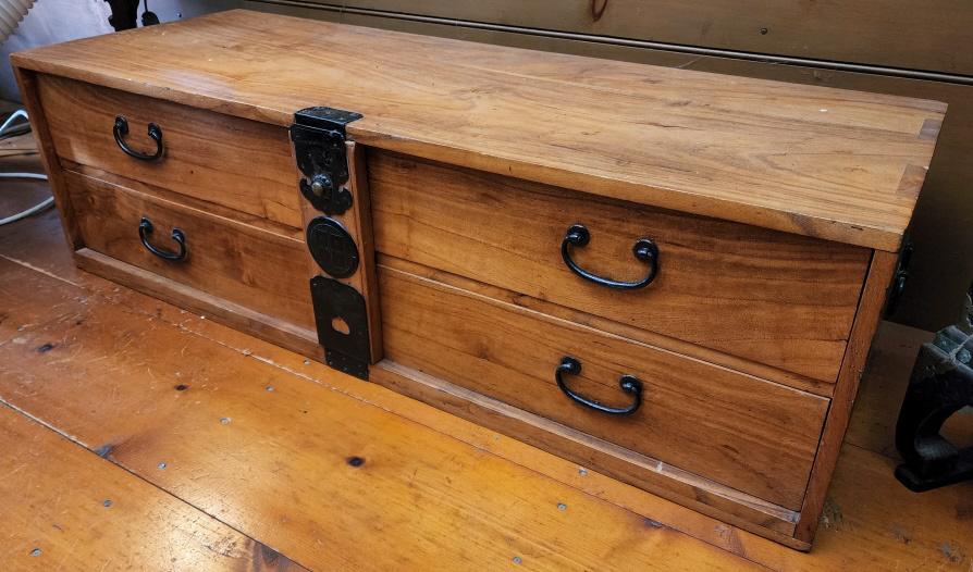 19th C. 2 Drawer Japanese Katana Sword Chest (1 of 12)