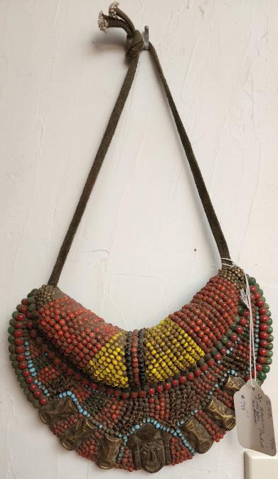 Antique Tibetan Coral Ladakh Collar / Headdress: Description: This lot includes a Tibetan "Ladakh" collar decorated with many coral & turquoise beads throughout. Unsure of exact age, but it does appear to be antique, Possibly early 20th century. Con