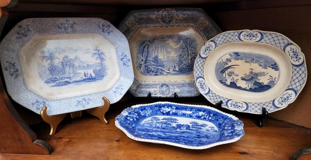 4pc Blue & White Transferware Serving Platters (1 of 14)