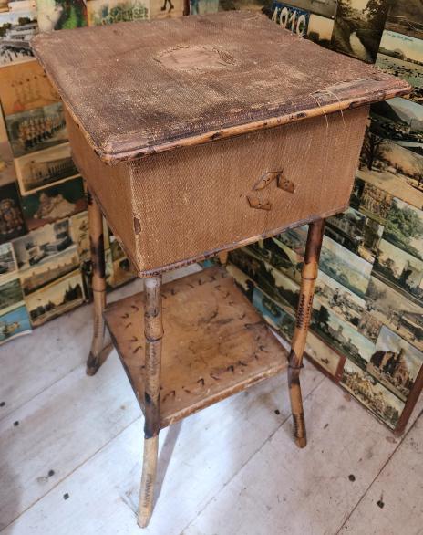 Small Bamboo & Burlap Sewing Table (1 of 6)
