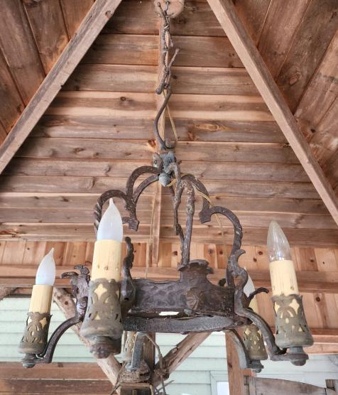 19th C. Wrought Iron Hanging Candle Light (1 of 8)