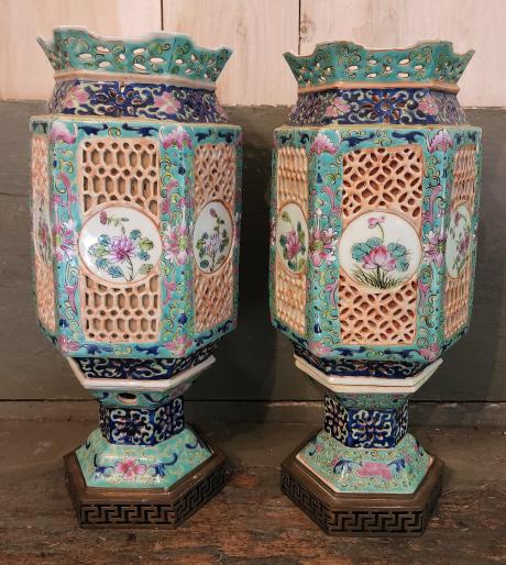 Chinese Export Porcelain Rose Medallion Table Lamps (1 of 12)