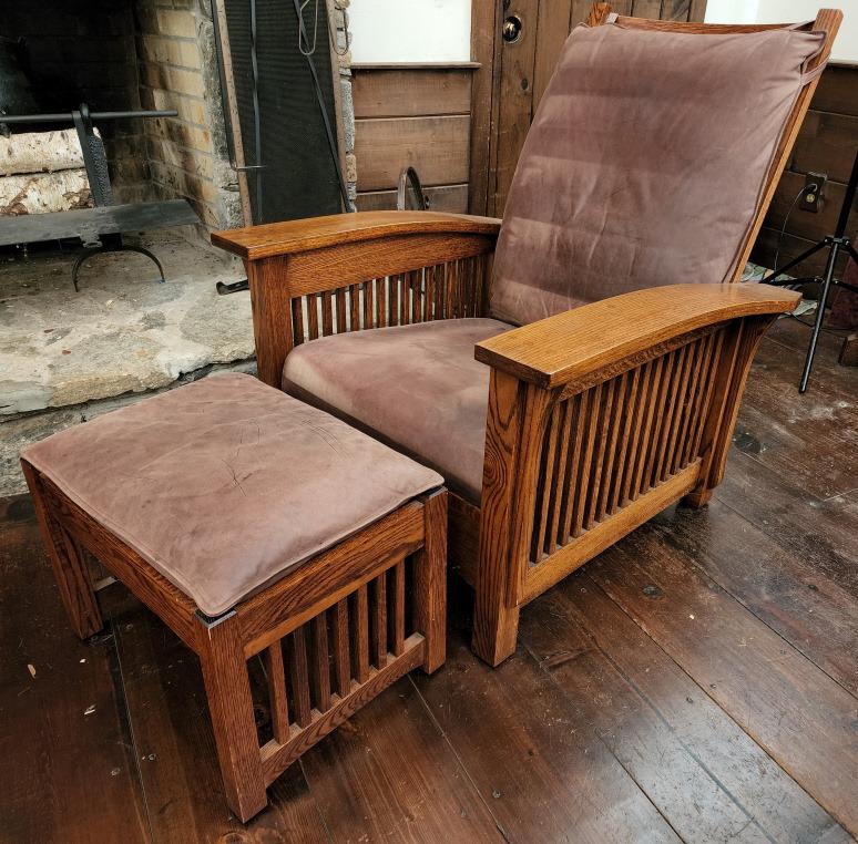 Mission Oak Arts & Crafts Leather Lounge Chair (1 of 9)