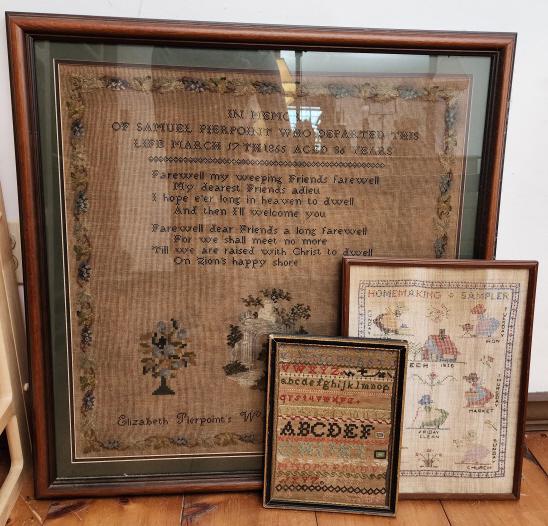 3pc Lot of Early American Framed Samplers (1 of 7)