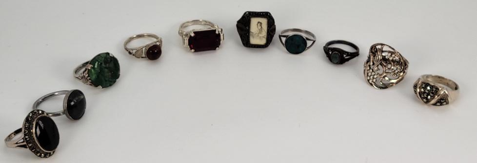10pc. Estate Lot of Sterling Silver Rings - Lot 1 (1 of 20)