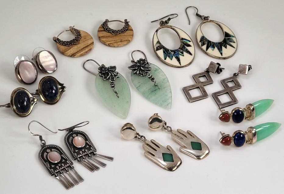 Estate Grouping of Sterling Silver Earrings - Lot 1 (1 of 13)