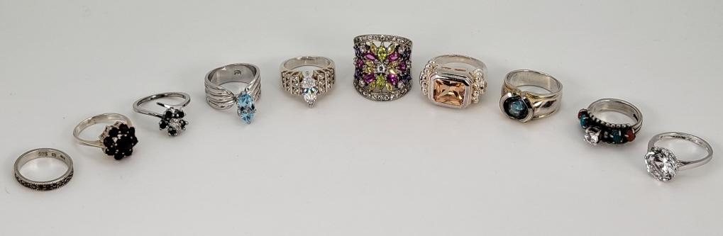 10pc. Estate Lot of Sterling Silver Rings - Lot 7 (1 of 20)