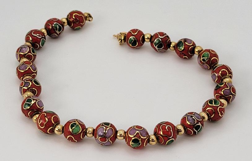 14k Yellow Gold & Enamel Bracelet (1 of 4)