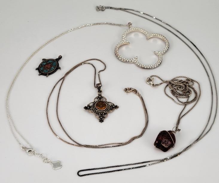 4pc Grouping of Sterling Silver Necklaces (1 of 10)