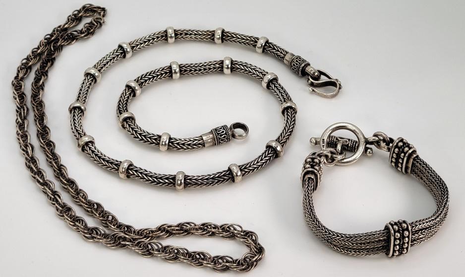 Pair of Heavy Sterling Silver Necklaces (1 of 8)