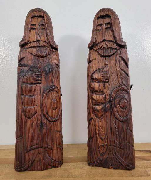 Pair of Carved Wood Monk Boxes (1 of 7)